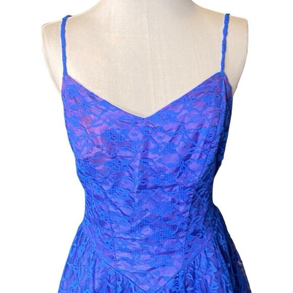 Vintage‎ Lace Prom Dress S 80s Asymmetrical Quinceanera  Fairy Whimsigoth FLAW - Picture 2 of 14